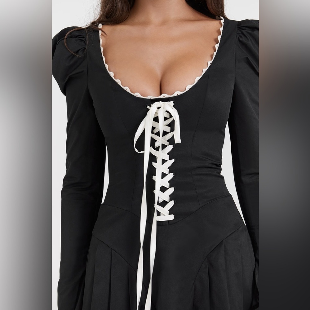House of CB Larisa Black Pleated Corset Mini Dress M - Picture 5 of 9